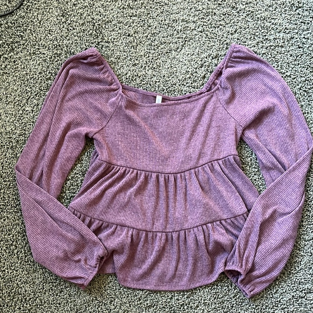 ALTAR’D STATE NWOT woman’s xl purple square neck tiered long sleeve